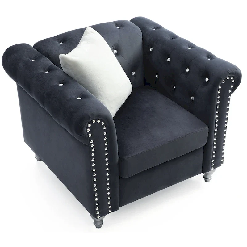 Velvet Crystal Accent Chair