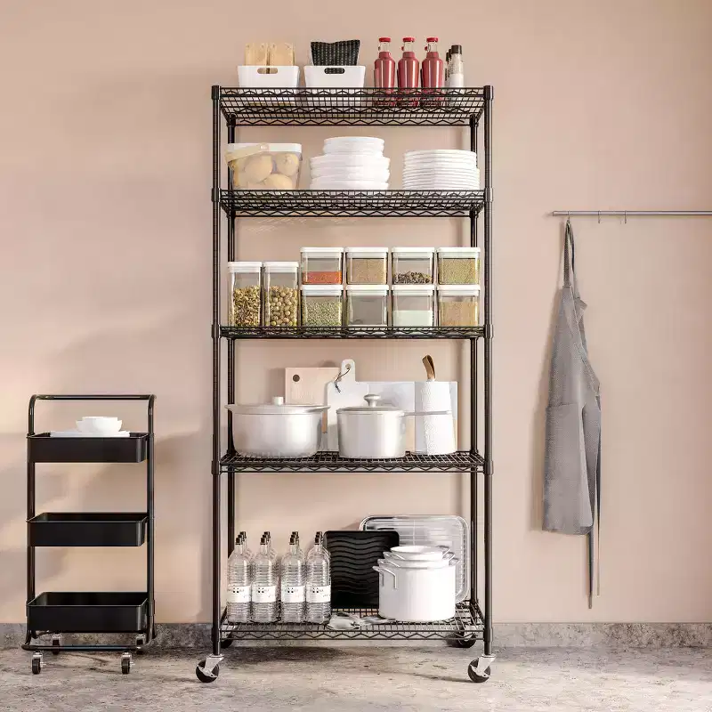 Seville Classics UltraDurable 5-Tier NSF Steel Wire Shelving Unit, 36 W x 24 D x 75 H