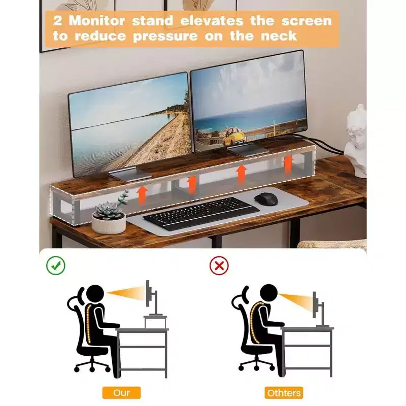 67 L Shaped Computer Desk with Power Outlet