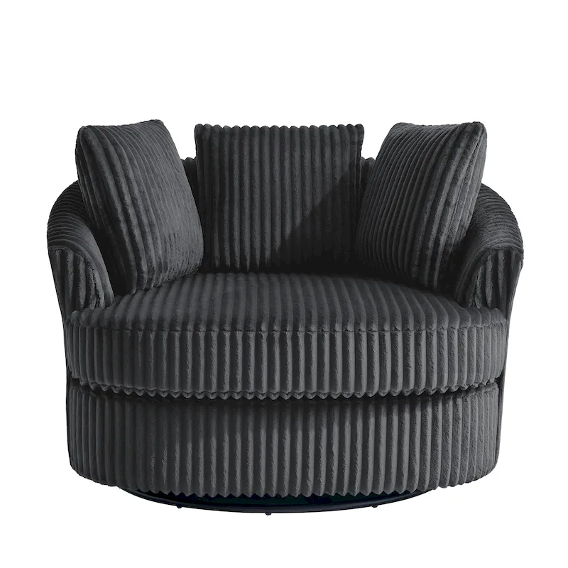 Fauteuil pivotant surdimensionné 43 W en velours côtelé pelucheux avec accoudoirs encastrés