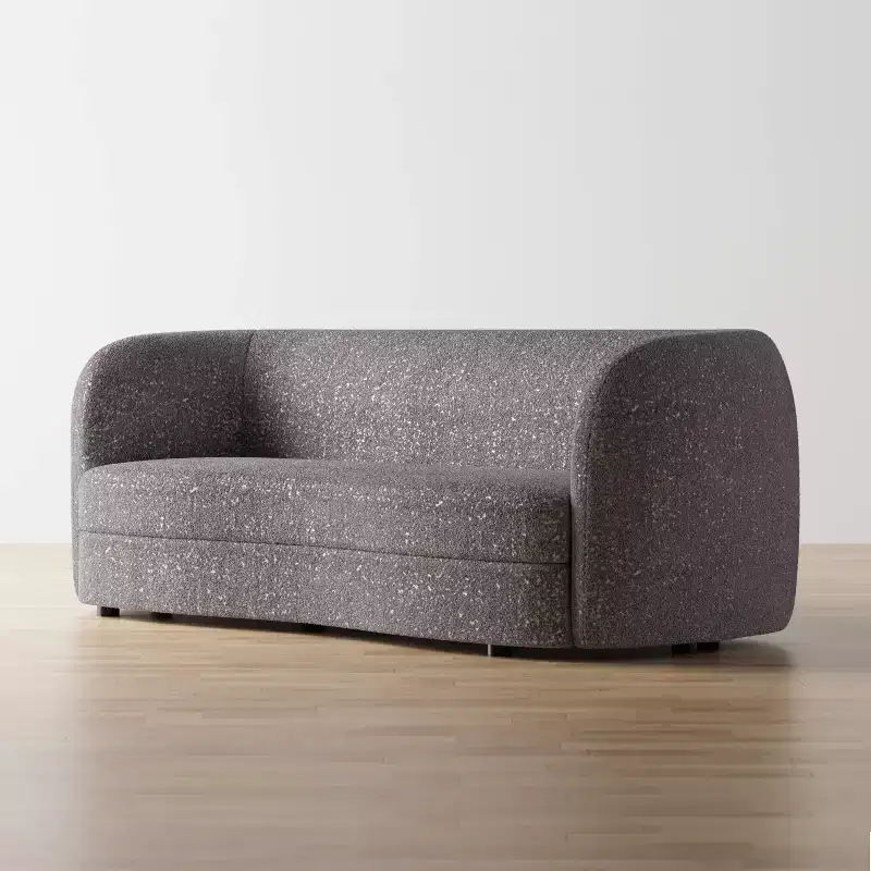 HOMES: Inside + Out 85" Pinehush Boho Curved Boucle Fabric Sofa with Pocket Coil Cushions