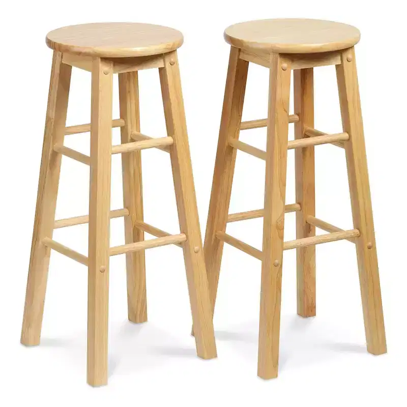 PJ Wood Classic Round Seat 29 Tall Kitchen Counter Stools, Natural (Set of 6)