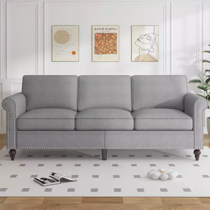 Mjkone 3 Piece Linen Living Room Sofa Set,Modern 3-Seater Sofa Couch&Loveseat Sofa&Single Sofa Armchair Set