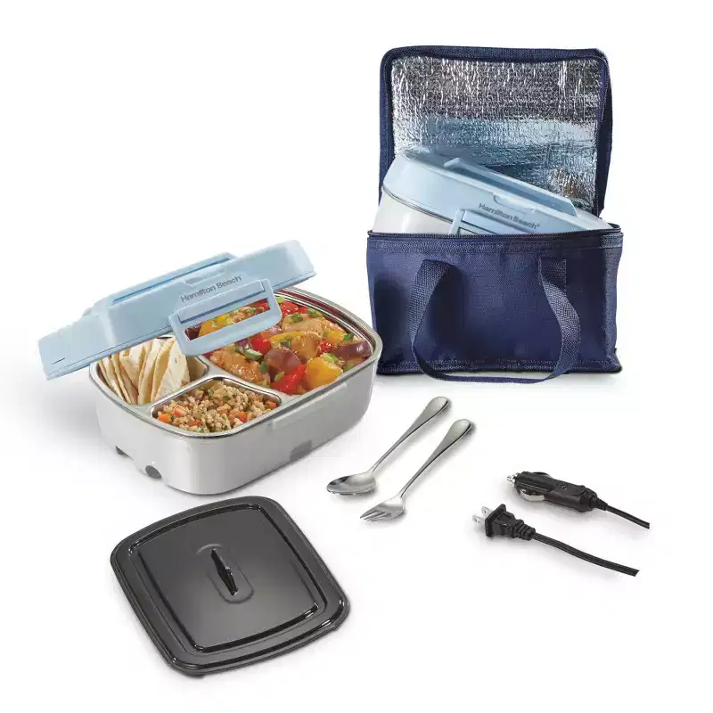Hamilton Beach Portable Lunch Warmer 33105: Slow Cooker & Food Warmer, 28oz Capacity, Blue, Hand Wash, Indicator Light