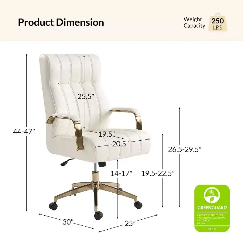 Siivio Modern Leather Swivel Tilting Office Chair with Channel Tufted|HULALA??HOME