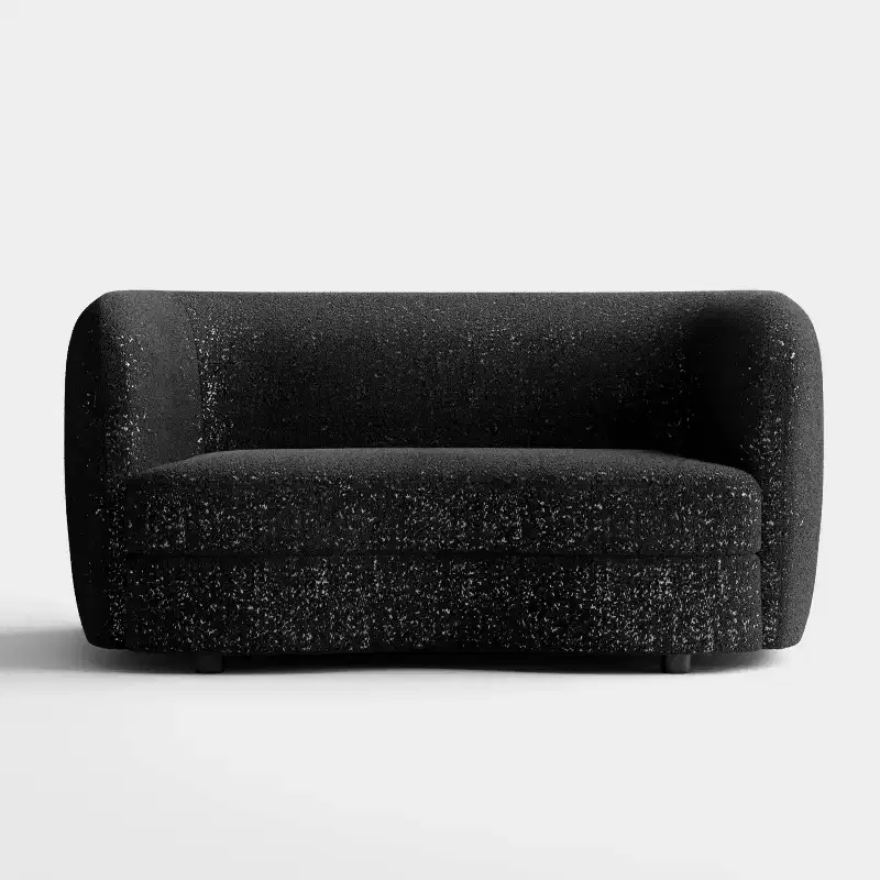 HOMES: Inside + Out 63.75" Pinehush Boho Curved Boucle Fabric Loveseat with Pocket Coil Cushions