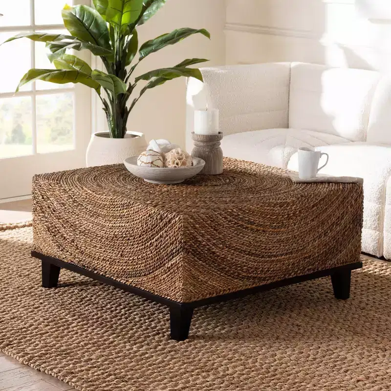 bali & pari Verino Coffee Table Natural Seagrass/Espresso Brown