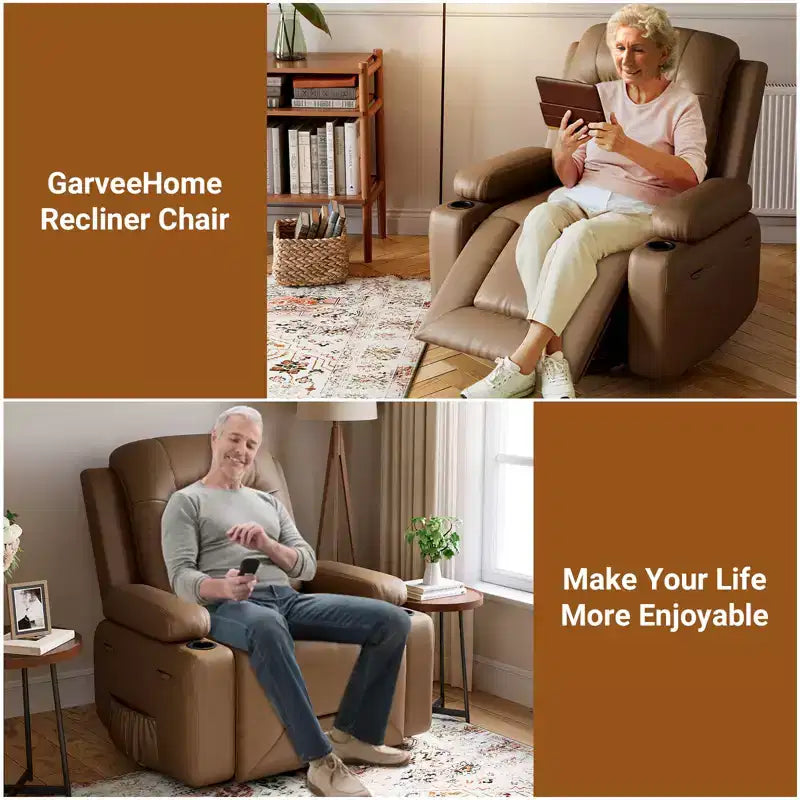 Power Lift Recliner Chair with Heat & Massage  PU Leather Electric Sofa for Elderly, Remote Control