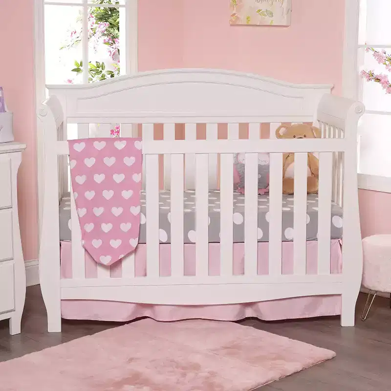 Everyday Kids 2-Pack Jersey Knit Crib Sheets  Pink & Purple Hearts and Dots  100% Cotton Baby Girl Sheets for Standard Crib Mattress