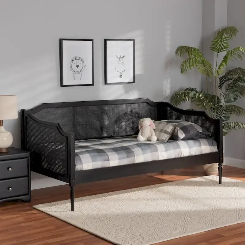 Ogden Mid-Century Modern Synthetic Rattan Daybed-Twin