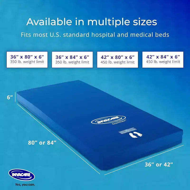 Invacare Hospital Bed Mattress with Fluid-Resistant Removable Cover & Shaped Cells