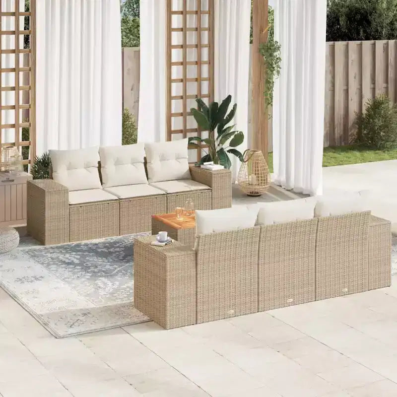 vidaXL Patio Sofa Set with Cushions Outdoor Furniture Poly Rattan