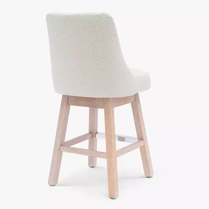 WestinTrends 26 Upholstered Swivel Counter Height Bar Stool, Cream