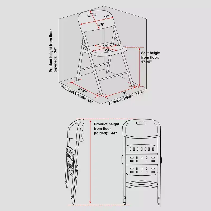 Techni Home Set of 4 Folding Chairs Granite White