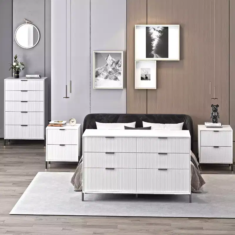 Festivo 4pc Modern Elegance Bedremm Chest and 6 Drawer Dresser and 2 Drawer Nightstands Set
