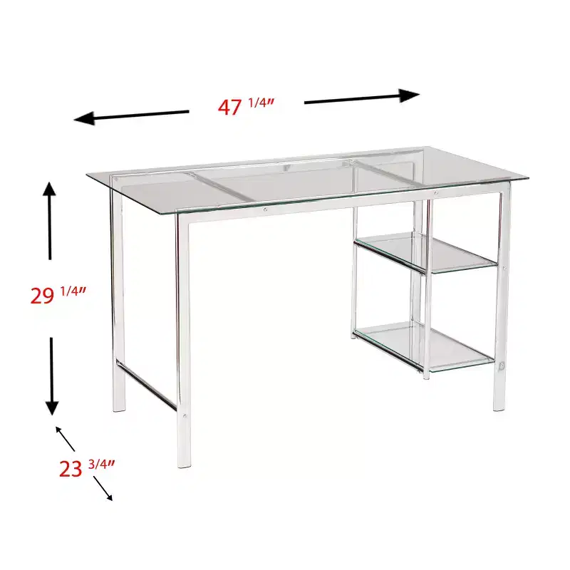 Oslo Chrome/Glass Desk - Charcoal - SEI
