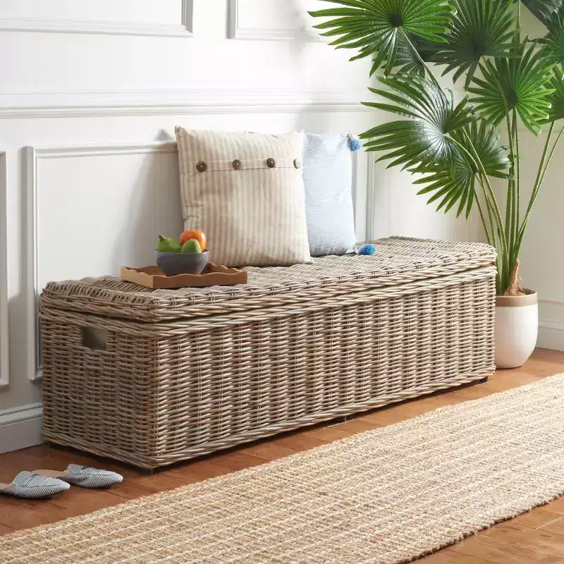 Caius Bench With Storage - SEA7017 - Grey - Safavieh
