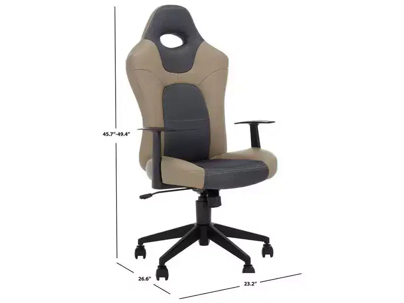 Belinda Swivel Desk Chair - Height Adjustable - FOX8503 - Black/Grey - Safavieh