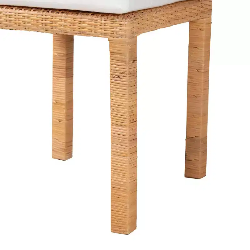 2pc ZariahRattan and Mahogany Wood Dining Chairs White/Natural Brown - Baxton Studio: Handcrafted, Cushioned, No Assembly Required