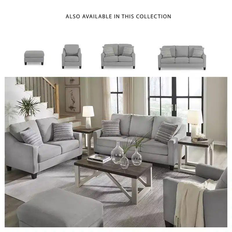 Signature Design by Ashley Adlai Ottoman, Suede-Like Polyester Upholstery, Shadow Gray