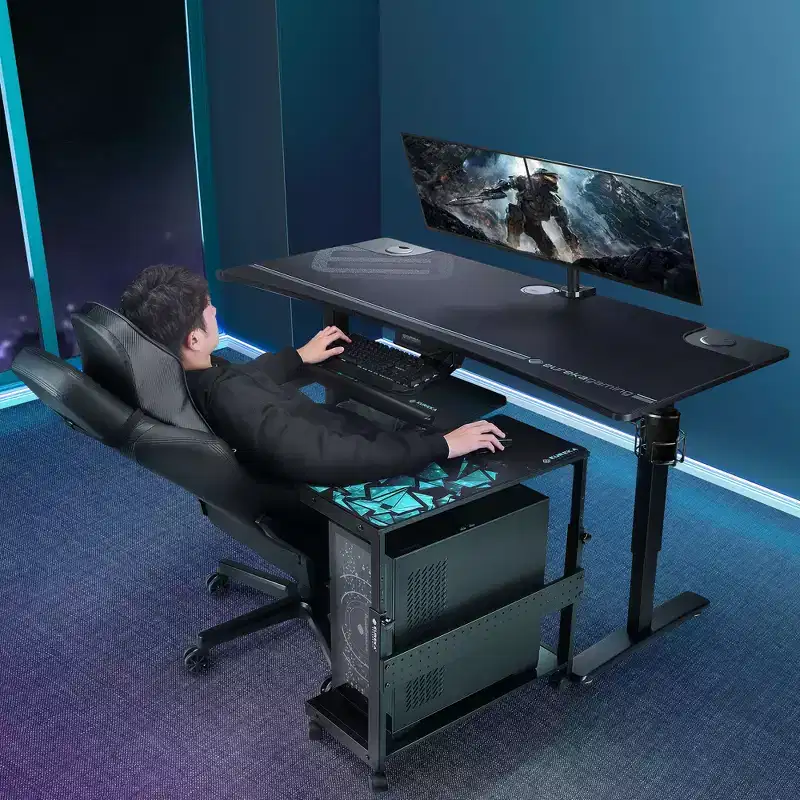 EUREKA ERGONOMIC Mobile Height Adjustable CPU Cart with Mouse Pad