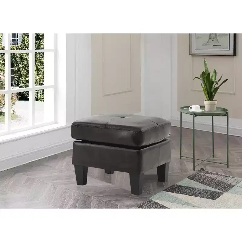 Passion Furniture Newbury Faux Leather Upholstered Ottoman
