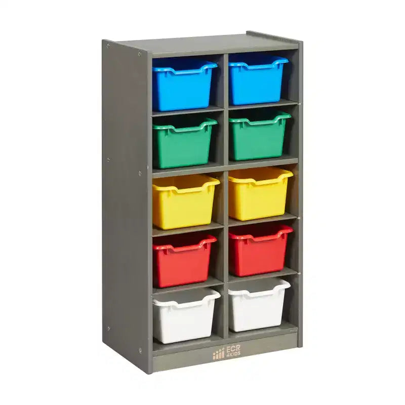 10-Cubby Mobile Storage Cabinet with Scoop Front Bins, Kids