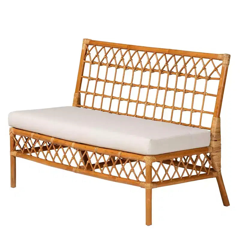 bali & pari 4pc Adalina Rattan Dining Nook Set: Plush Cushions, Round Table, No Assembly Required