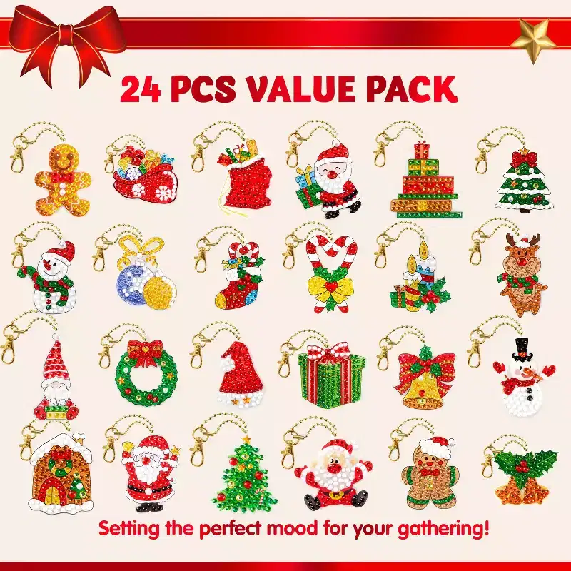 Joyfy 2025 Countdown to Christmas Gem Painting Advent Calendar  24 Days DIY Rhinestone Art Kits for Kids (Ages 6+)
