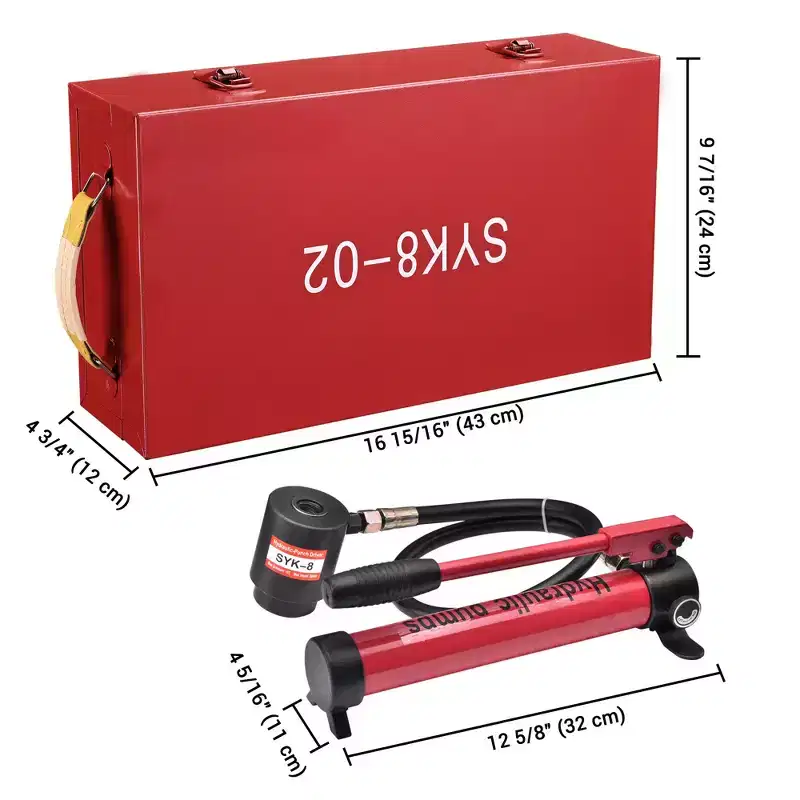 Yescom 1/2 to 2 Hydraulic Knockout Punch Set 10-Ton 6-Die Electrical Conduit Hole Punch Driver Kit - Red