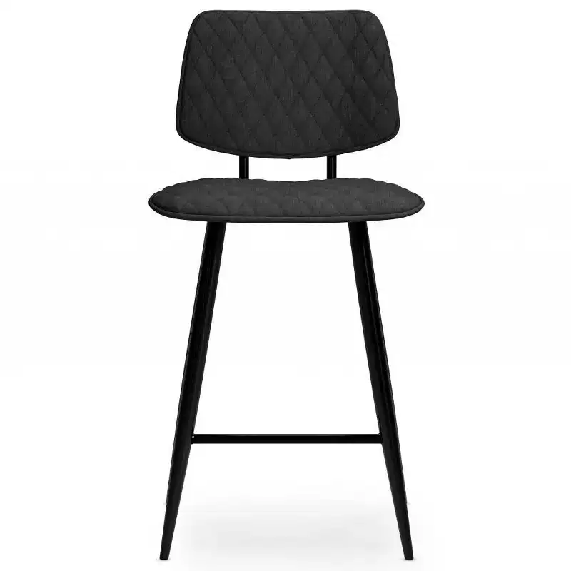 WyndenHall Set of 2 Skyla Counter Height Barstool Charcoal Gray: Quilted Diamond Detail, Plywood Frame, Foam Filled