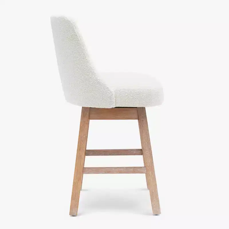 WestinTrends 26 Upholstered Swivel Counter Height Bar Stool, Cream