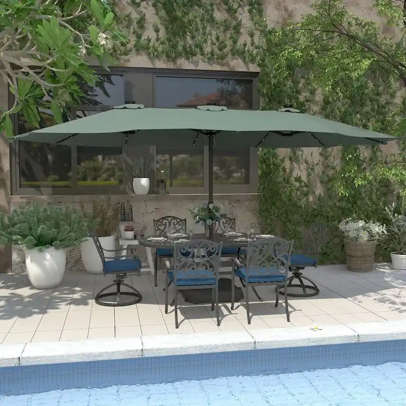 7-Piece Cast Aluminum Patio Dining Set with Cushions