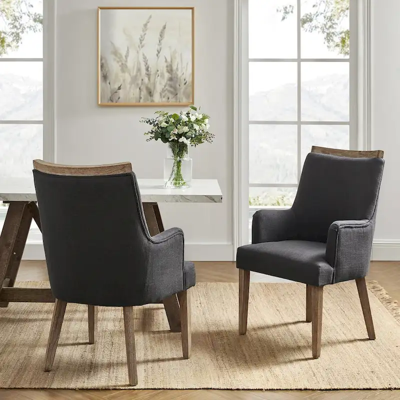 Farmhouse Upholstered Solid Wood Dining Chair Set of 2
