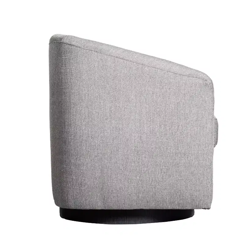 Emma and Oliver Upholstered Club Style Barrel Accent Chair with 360 Degree Swivel Vinyl Wrapped Base and Sloped Armrests