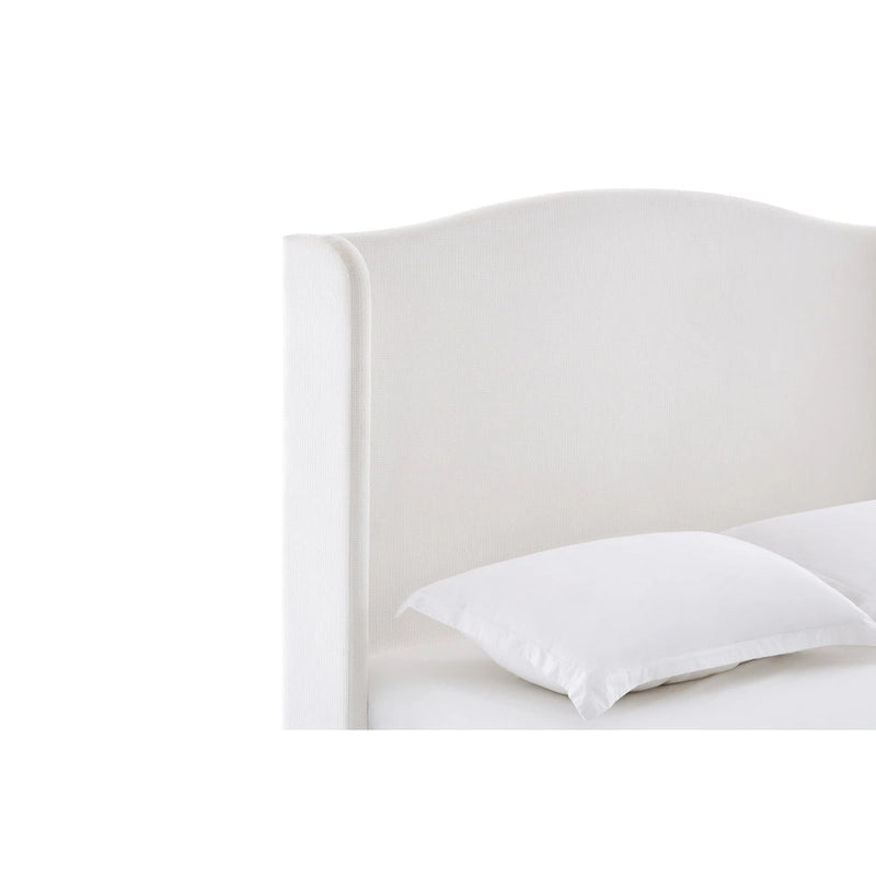 King Wingback Upholstered Bed | 54 Camelback Headboard | Cream Chenille | 1000 lb