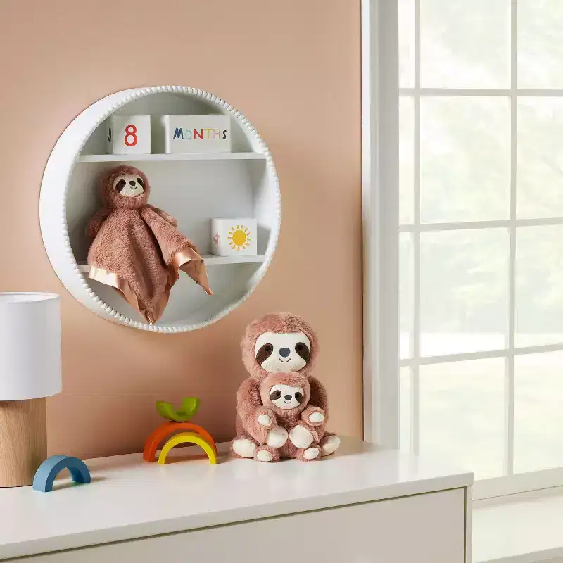 Round Decorative Wall Shelf with Beading - White - Cloud Island™: MDF Frame, Painted Finish, 2 Open Shelves