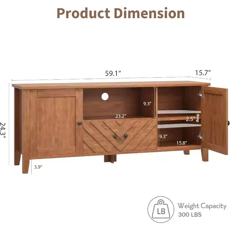 TV Stands for Living Room, Entertainment Center with Led Lights, Television Stands for 65 Inch TV, Long TV Console Table with 2 Storage and 1 Drawer