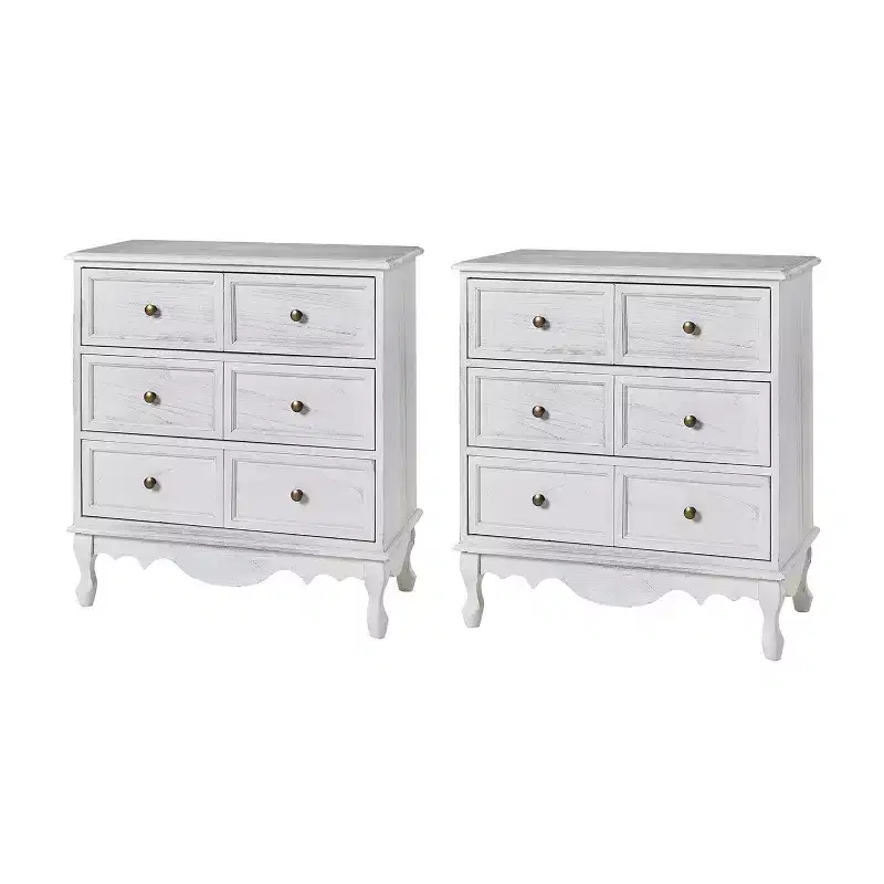 Set of 2 Galatea 32'' Traditional Solid Wood 3 - Drawer Accent Chest with Charging Station | HULALA HOME