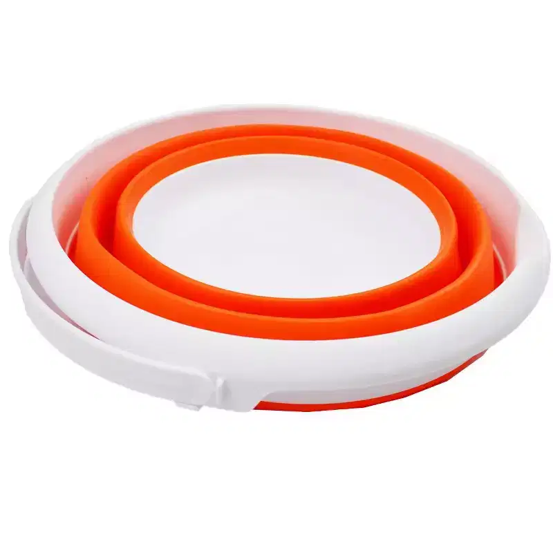 SAMMART 8.5L (2.2 Gallon) Collapsible Plastic Bucket - Foldable Tub, White/Carrot