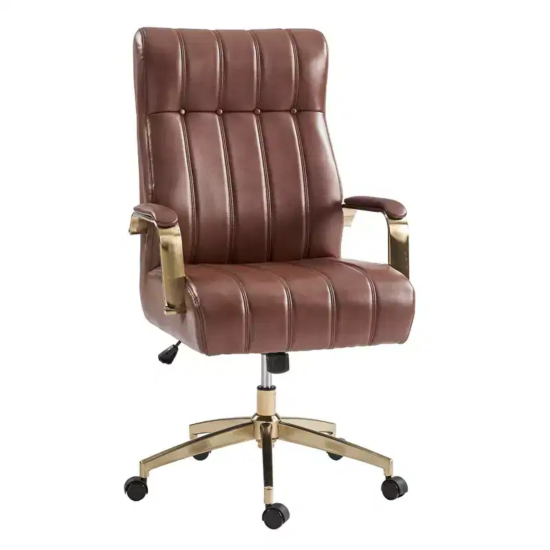 Siivio Modern Leather Swivel Tilting Office Chair with Channel Tufted|HULALA??HOME