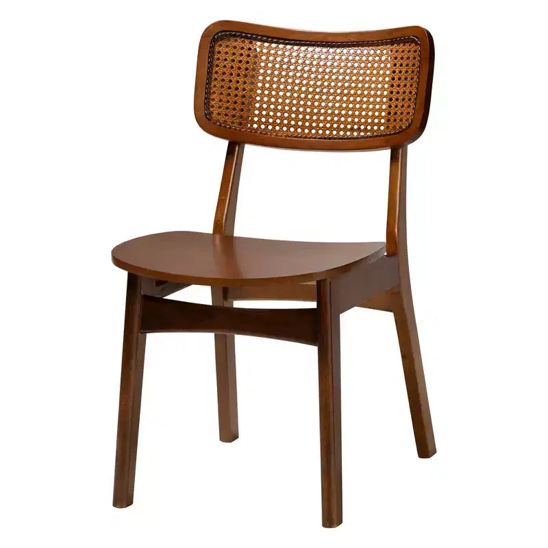 Baxton Studio Linnet Mid-Century Modern Wood and Rattan 5-Piece Dining Set