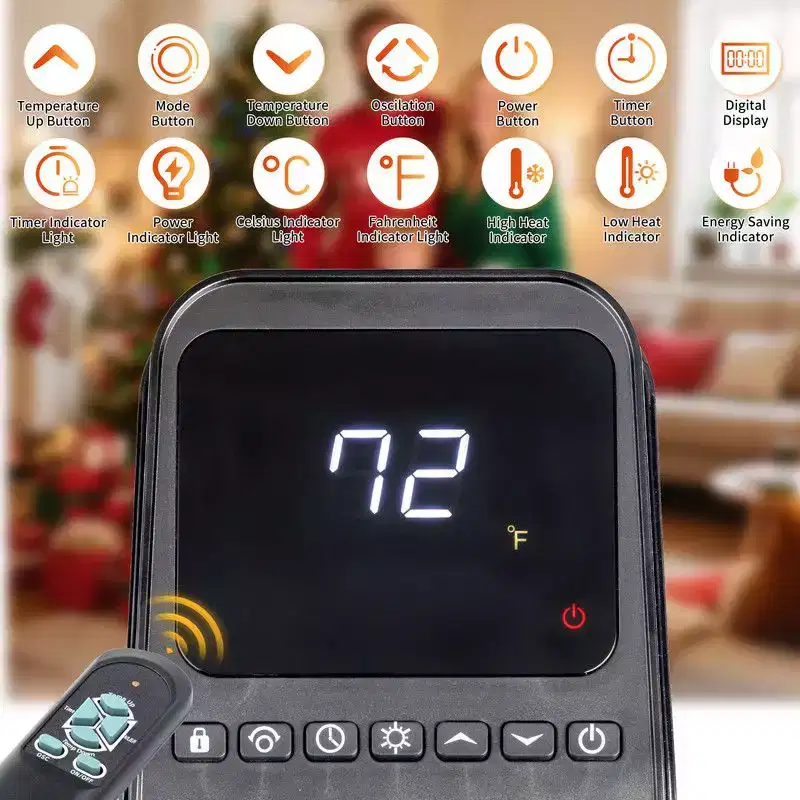 Karl Home 1500-Watt 23 in. Portable Electric Tower Space Heater with 3 Heat Settings