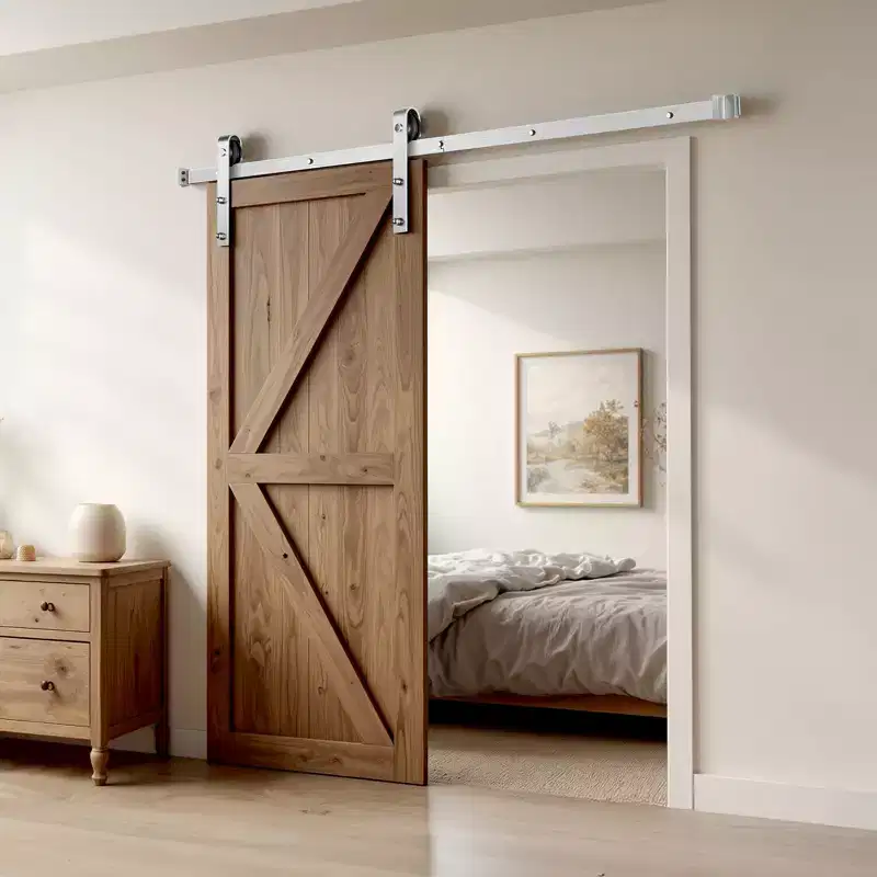 VEVOR 6.6FT Sliding Barn Door Hardware Kit,330LBS Weight Capacity,Compatible with 36 to 40 In Width& 1-3/8 to 1-3/4 In Single Sliding Barn Door,Silver