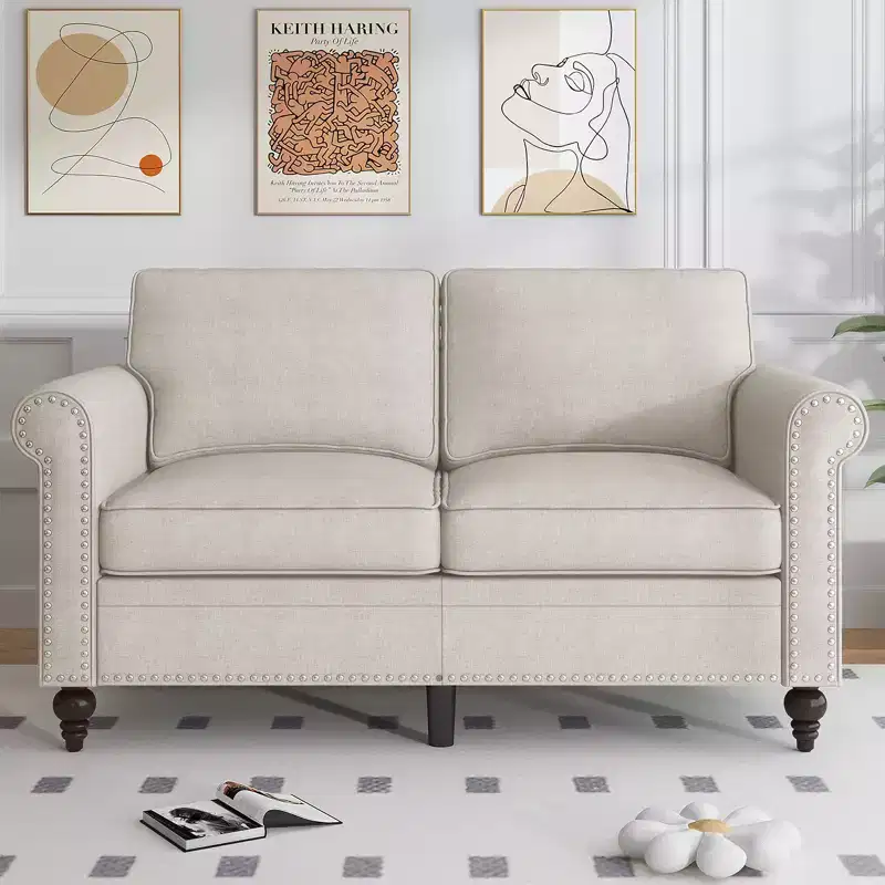 Mjkone 3 Piece Linen Living Room Sofa Set,Modern 3-Seater Sofa Couch&Loveseat Sofa&Single Sofa Armchair Set