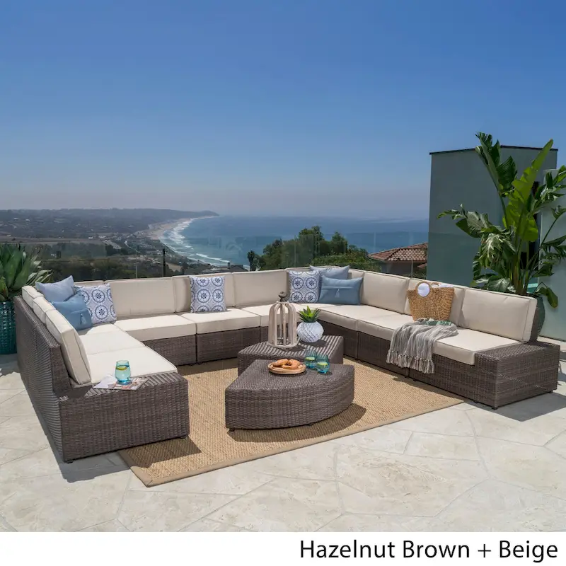 Best Sail Bridge 12-piece Brown Wicker Sofa Set with Cushions by Havenside Home