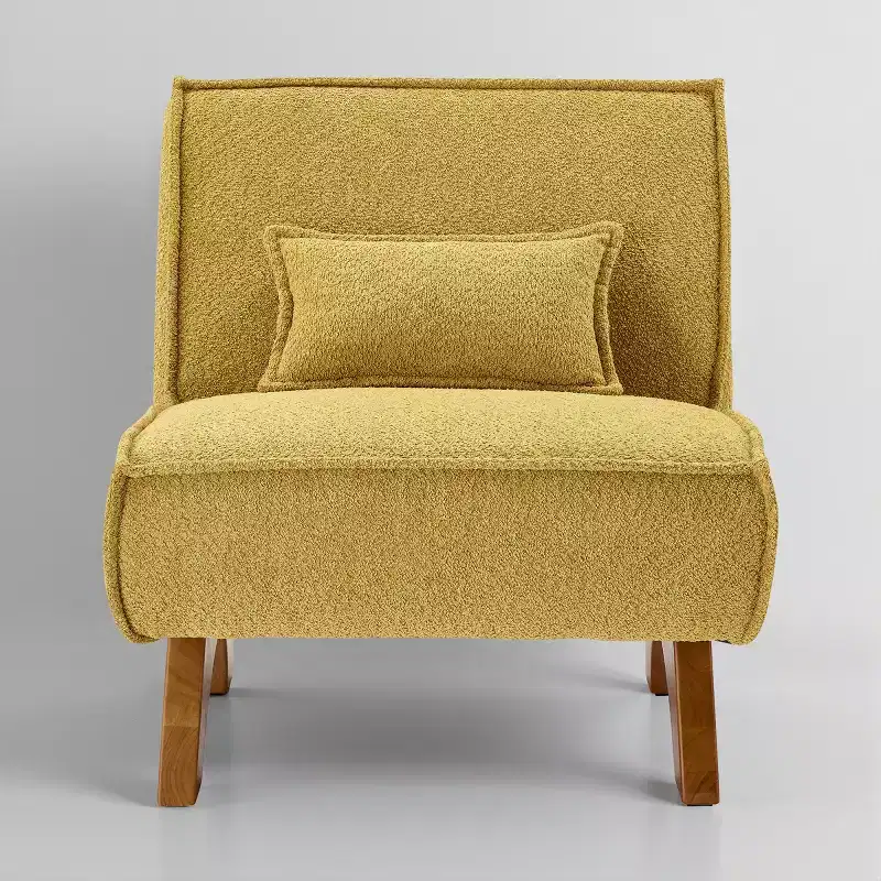 Art Leon Fabric Upholstered Accent Slipper Chair with Removable Pillow and Wood Legs