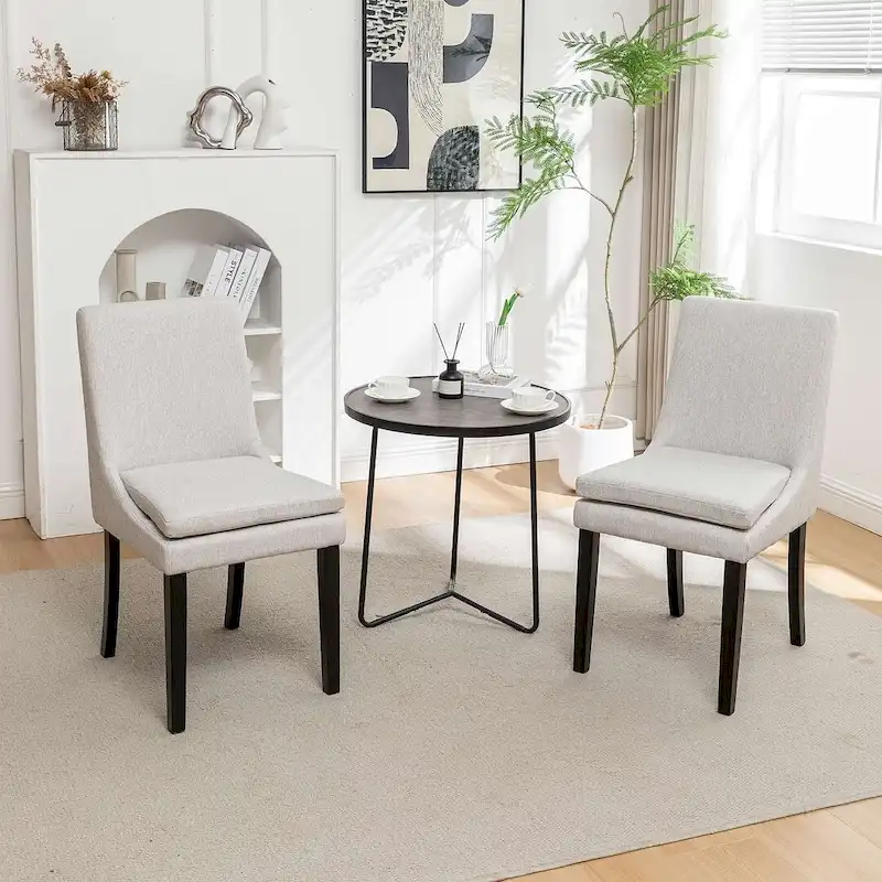 Modern Armless Padded Dining Chairs with Solid Wood Legs, Suitable for Kitchen, Dining Room