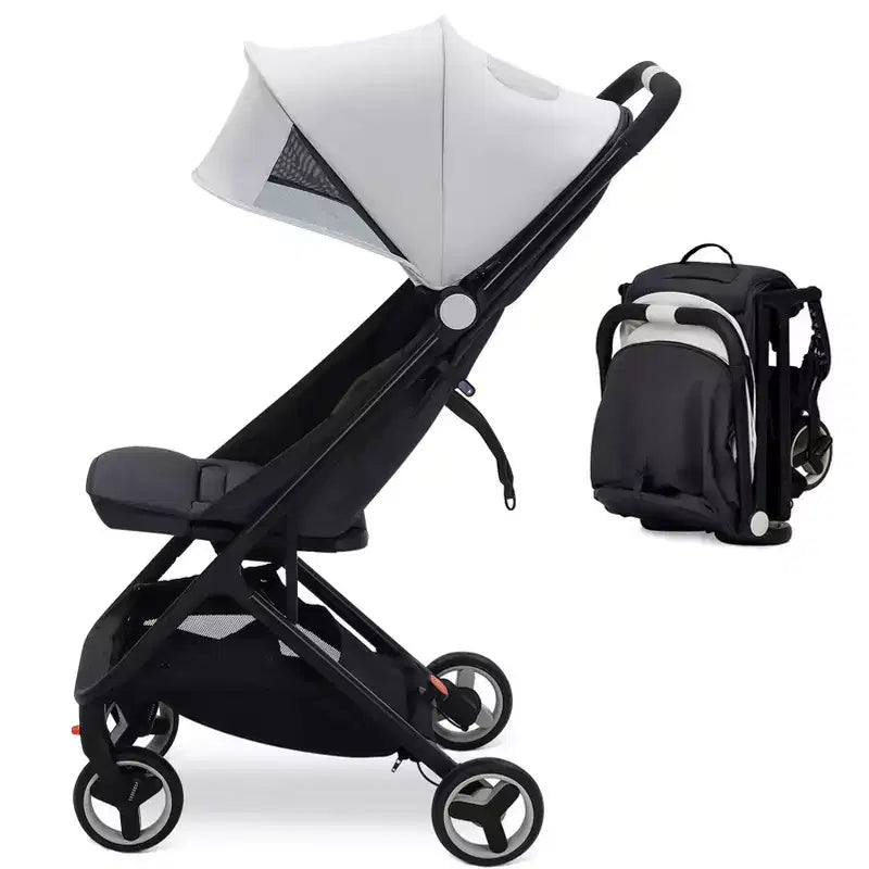 Compact Triple-Fold Baby Stroller with Canopy