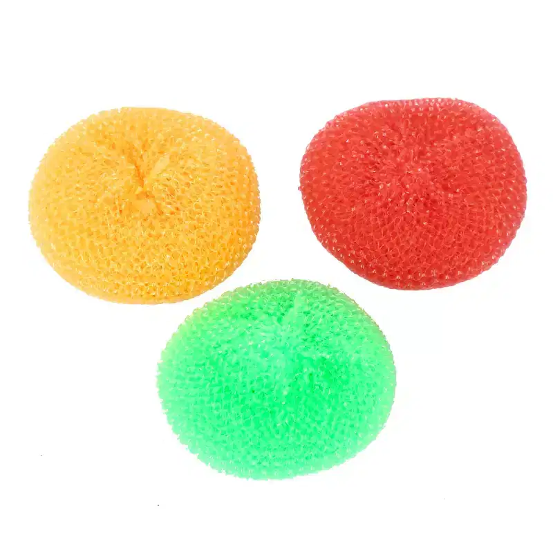 Unique Bargains Plastic Wire Round Ball Bowl Dish Washing Scouring Scrubber 8 Pcs
